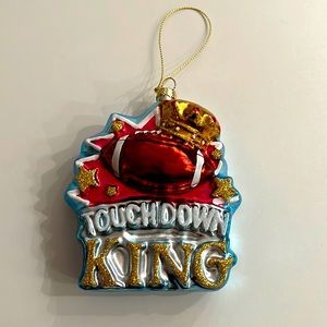 Christmas Football Ornament Touchdown King, Football and a Crown 4”